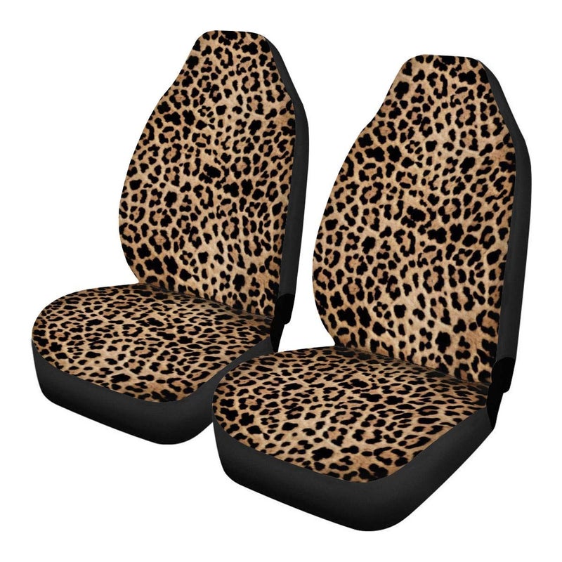 TOADDMOS Trendy Leopard Animal Print Car Front Seat Covers Set of 2 Wild Cheetah Pattern Vehicle Seat Protector Car Covers for Cars Sedan SUV - Image 1
